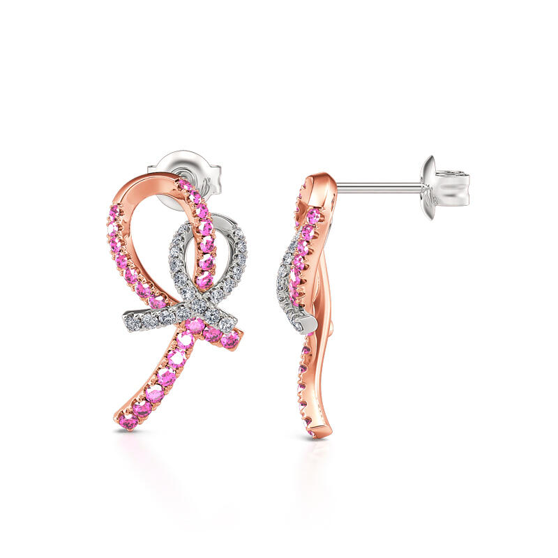 Jeulia Kolczyki Wstążki interlock srebrne "Love & Support"