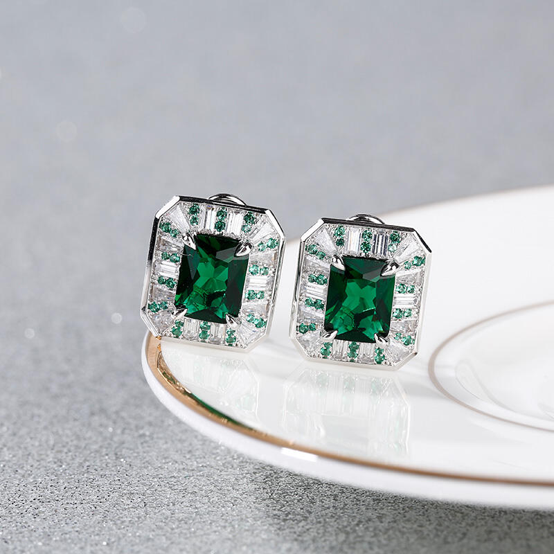 Jeulia Vintage Radiant Cut Sterling Silver Earrings