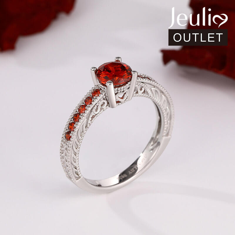 Jeulia Classic Round Cut Sterling Silver Ring