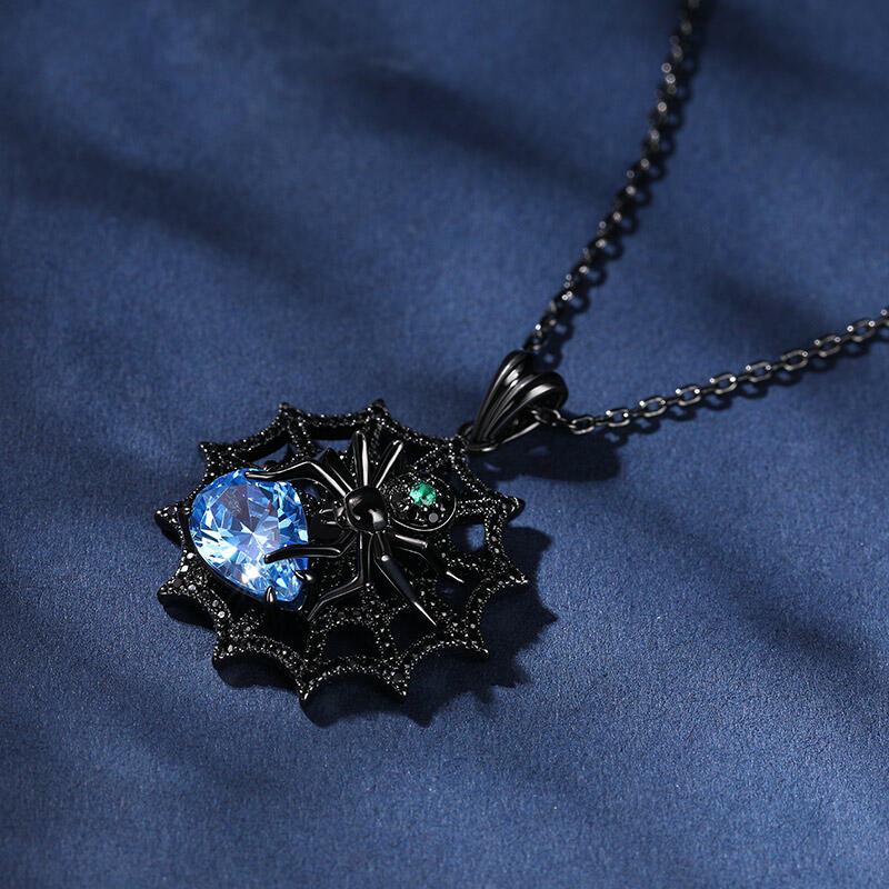 Jeulia "Clever Creator" Spider Web Sterling Silver Necklace