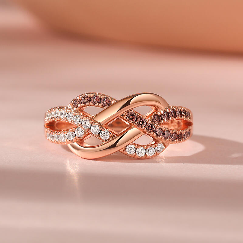 Jeulia Entrelazado Corte Redondo Plata Esterlina Anillo para Mujer