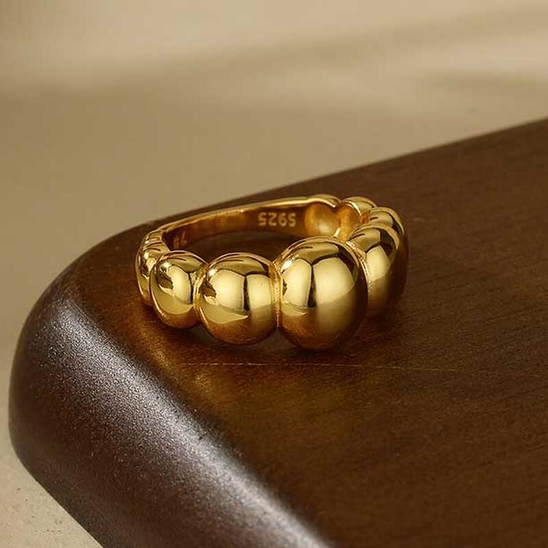 Jeulia Everyday Gold Dome Ring Sterling Silver