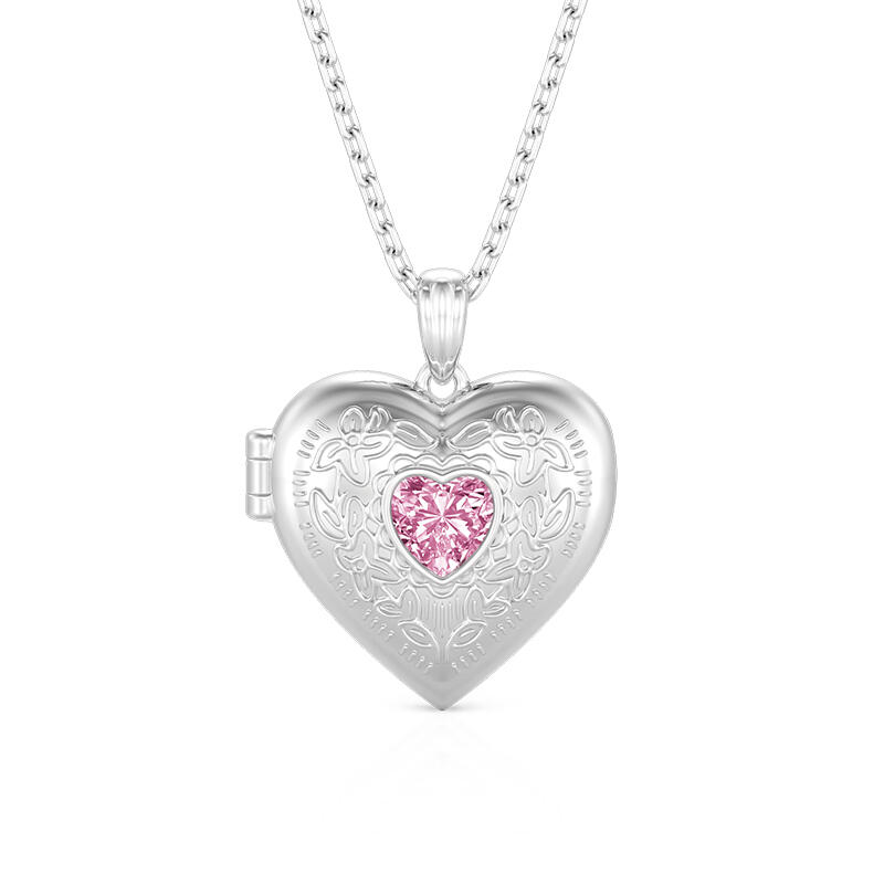 Jeulia Vintage Personalized Heart Photo Locket Necklace with Birthstone