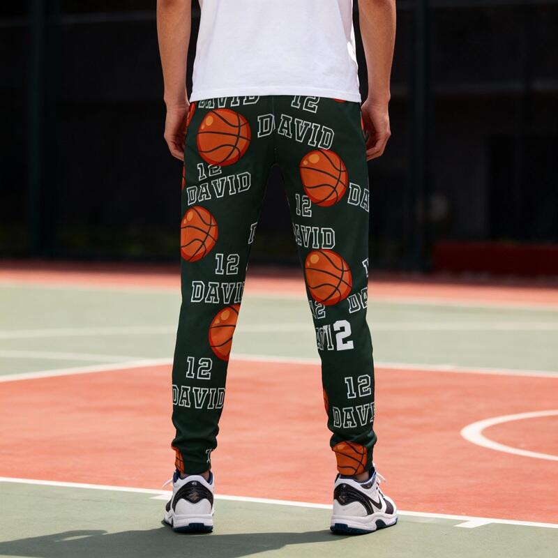 Personalized Unisex Sweatpants Custom Name and Number Basketball Design Gift for Sports Lover