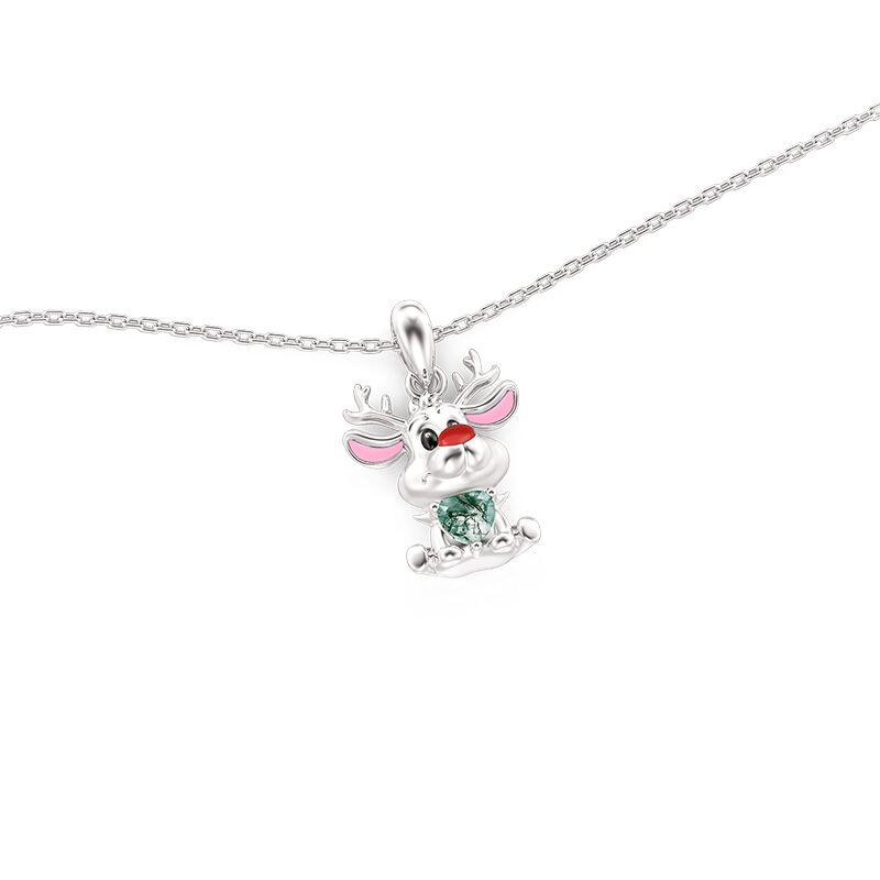 Jeulia Cute Reindeer Heart Moss Agate Necklace