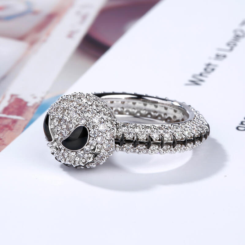 Jeulia "Pumpkin King" Cute Halloween Christmas Gift Sterling Silver Skull Ring