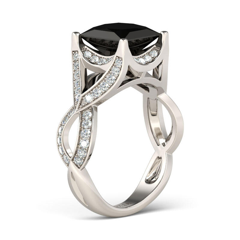 Jeulia Twist Princess Cut Sterling Silver Ring