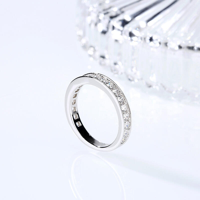 Jeulia Simple Channel Set Sterling Silver Women's Band