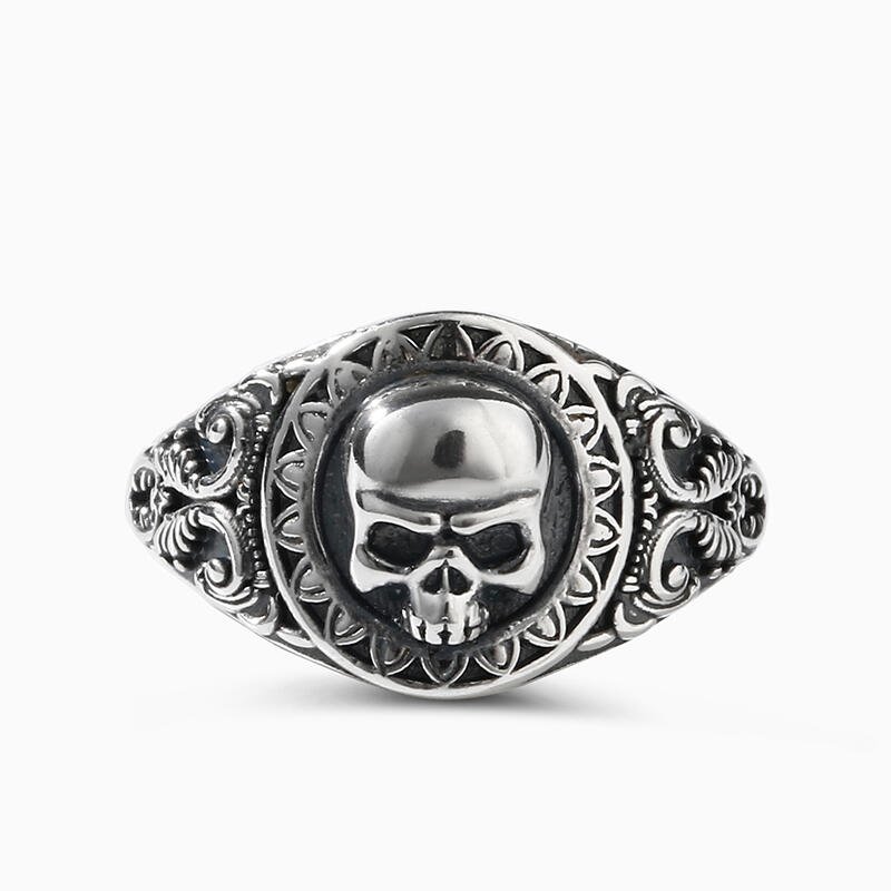 Jeulia Anillo con el estilo de calavera de Parca de plata de ley