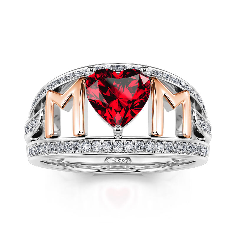 Jeulia "Eternal Love for Mom" Heart Cut Sterling Silver Ring