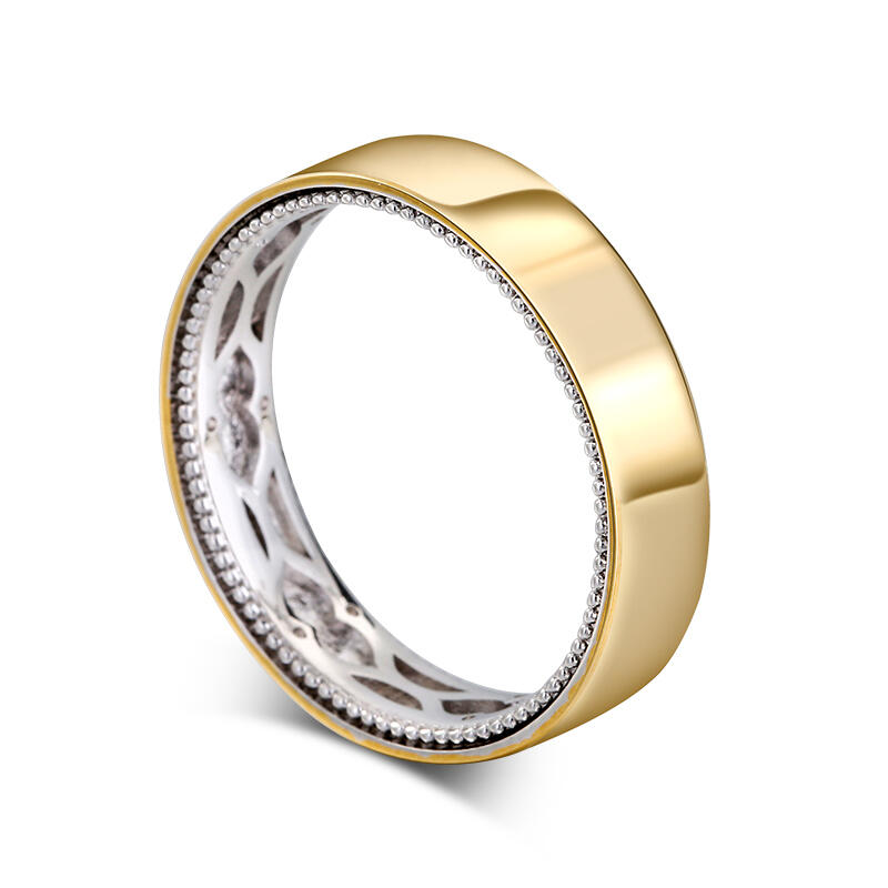 Jeulia Two Tone Floral and Leaf Carved Unique Sterling Silver Men's Band