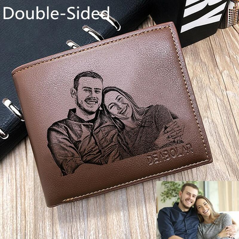 Personalized Double-Sided Photo Leather Men's Trifold Wallet