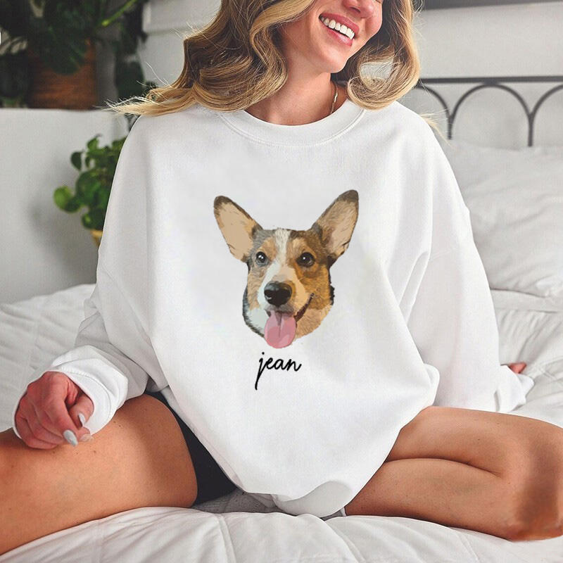 Personalized Sweatshirt with Custom Pet Headshot and Name for Pet Lover