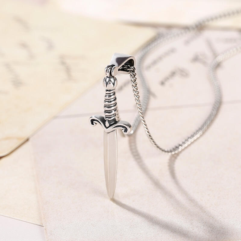 Jeulia Dagger Sterling Silver Men's Necklace