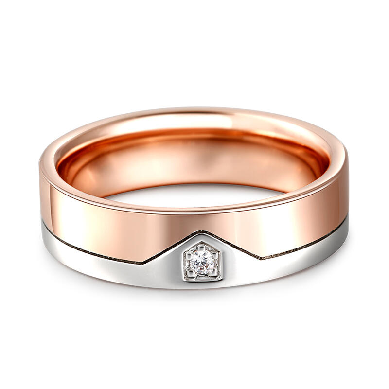 Jeulia Anillo para hombre plata de ley piedra redonda color oro rosa