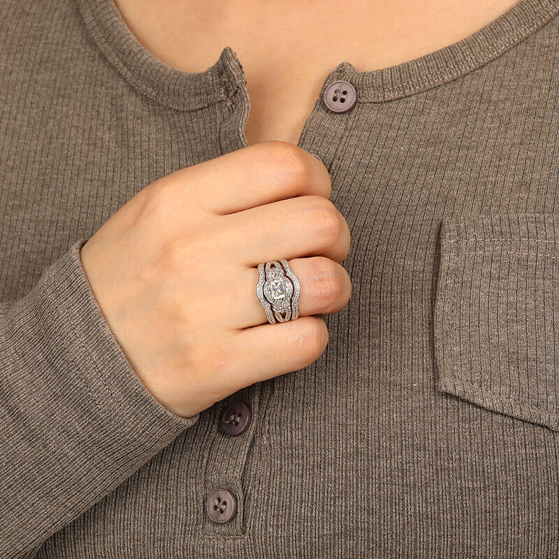 "Jung verliebt sein" Kissenschliff 3-teiliges Brautset