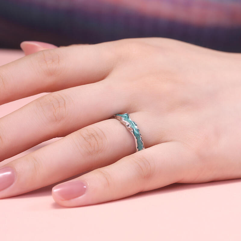 Jeulia "Aurora Impression" Open Design Sterling Silver Women's Band