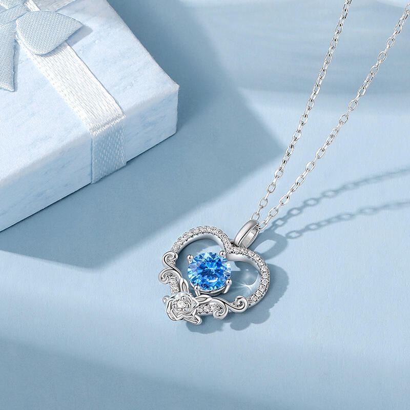 Jeulia Collar Personalizado Corazón con Rosas Piedra de Nacimiento