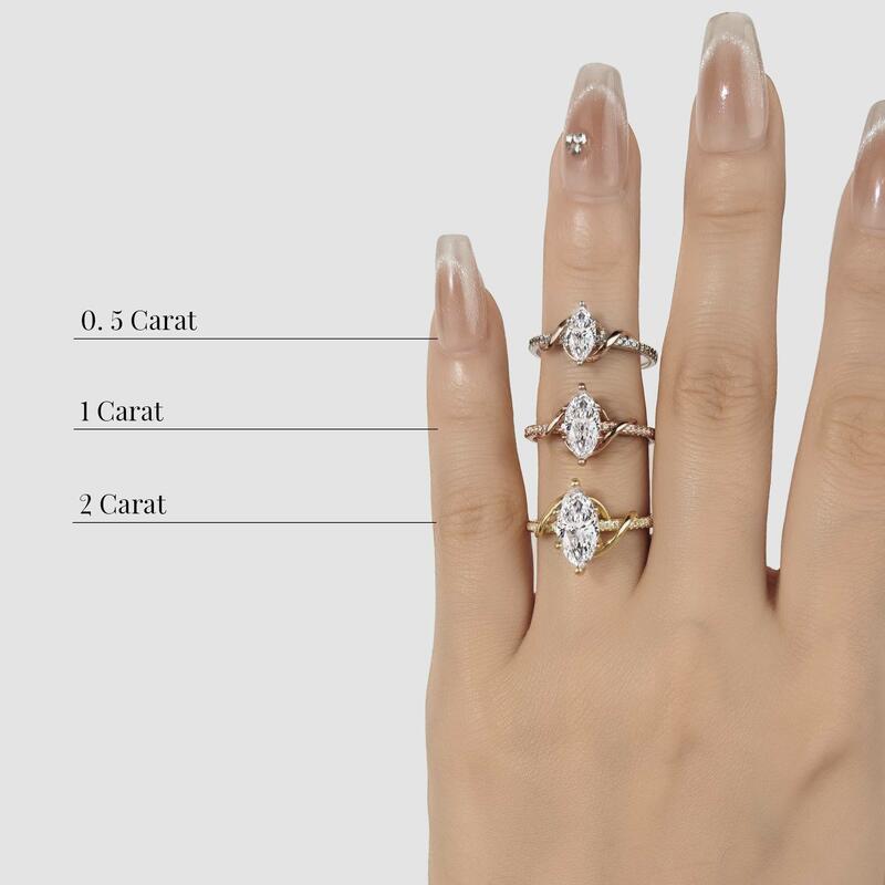 "To My Love" 2ct Marquise Cut Side Stone Engagement Ring