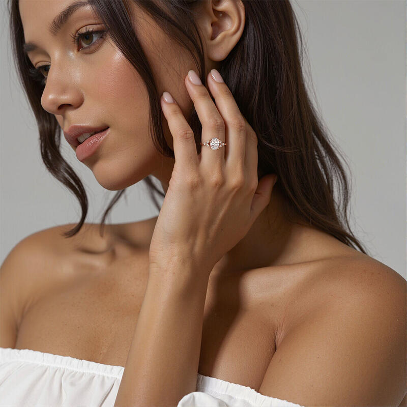 "Love Is All Around" Oval Cut Cluster Side Stone Engagement Ring