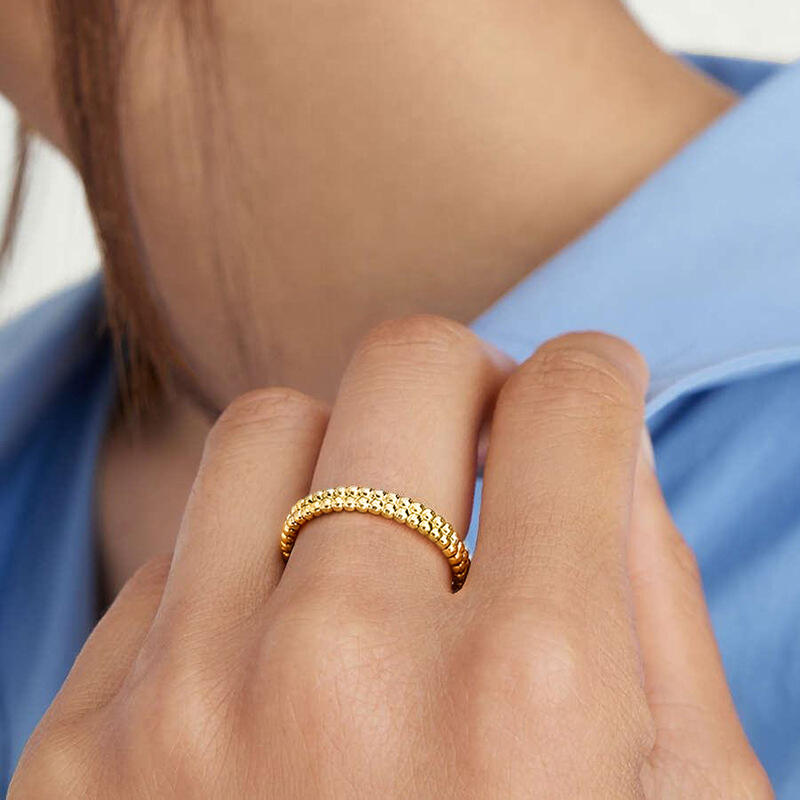 Jeulia Everyday Simple Gold Double-Row Beaded Ring