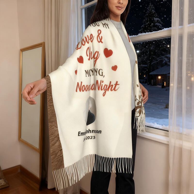 Individuell gestalteter Gedenkschal mit Baum des Lebens-Aufdruck als Erinnerungsgeschenk für Familienmitglieder