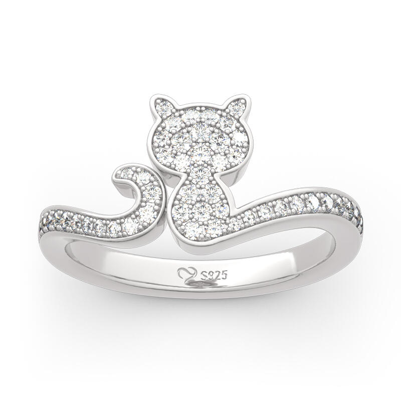 جوليا خاتم من الفضة الإسترليني قطة بسيطة