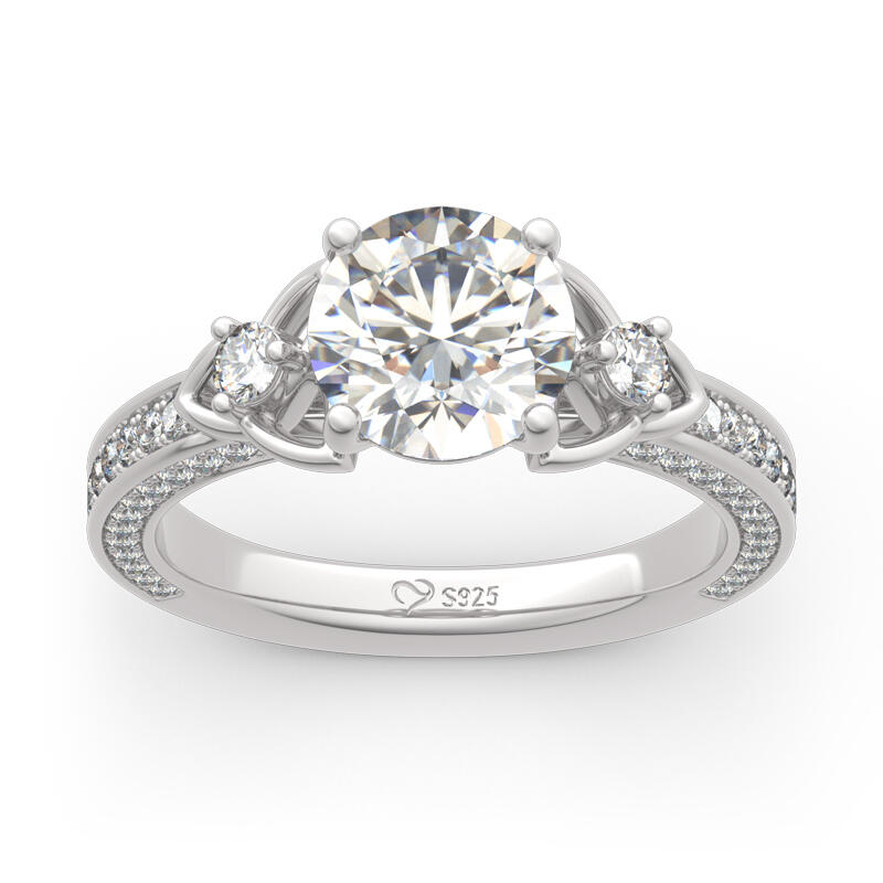 Jeulia Celtic-style Knot Round Cut Sterling Silver Ring