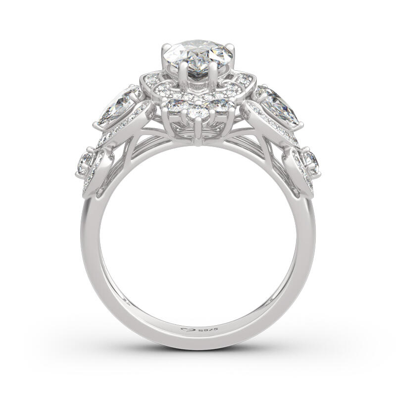 Jeulia rokokostilring i päronsnitt i sterlingsilver