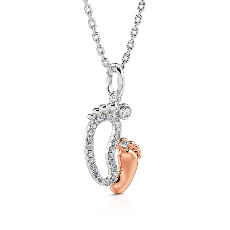 Jeulia Collana Con Pendente Piedi Mamma & Bimbo In Argento Sterling
