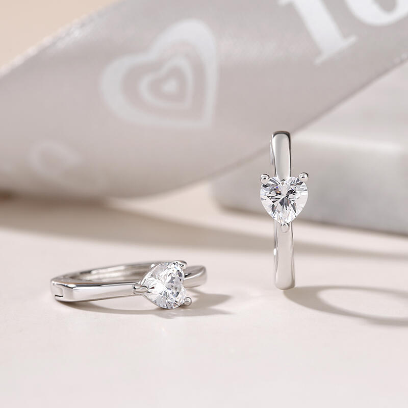 Jeulia "Forever Lasting" Heart Cut Sterling Silver Hoop Earrings