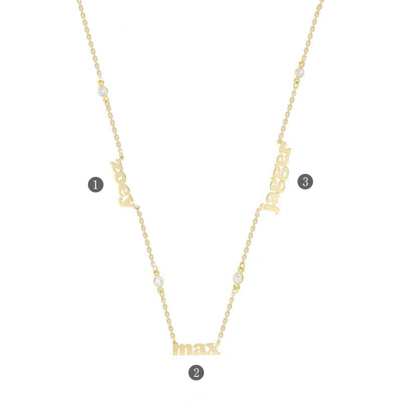 Jeulia "Always Together" Round Cut Personalized Name Sterling Silver Necklace