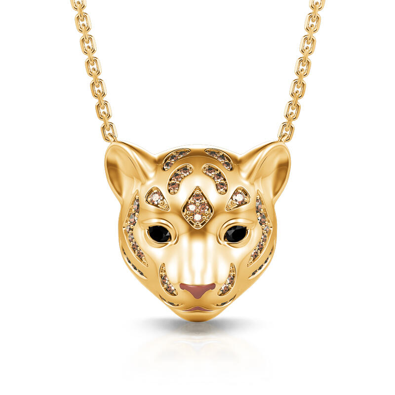 Jeulia "King of the Jungle" Tiger Sterling Silver Necklace