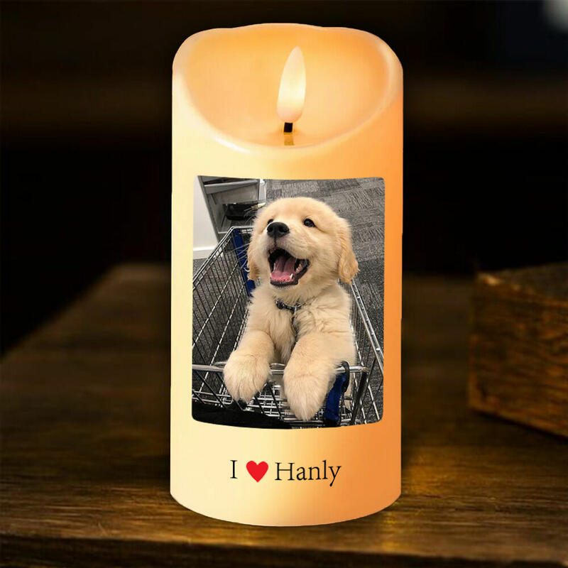 カスタマイズ ペット 犬 猫 led キャンドル ホルダー 写真入れ 名前