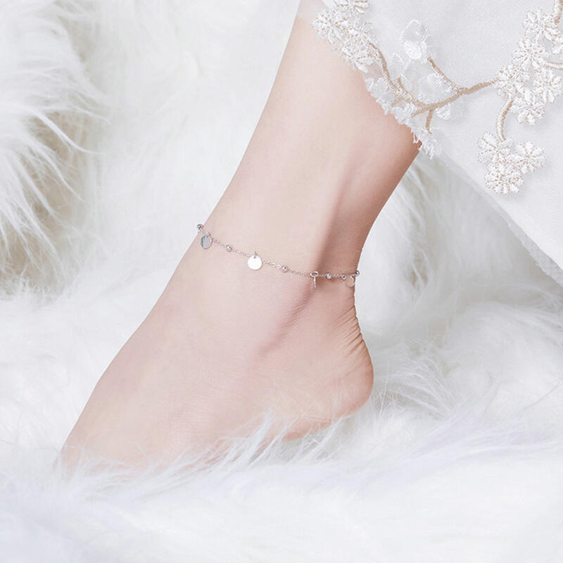 Jeulia Prosty Styl Dysk Srebro Anklet