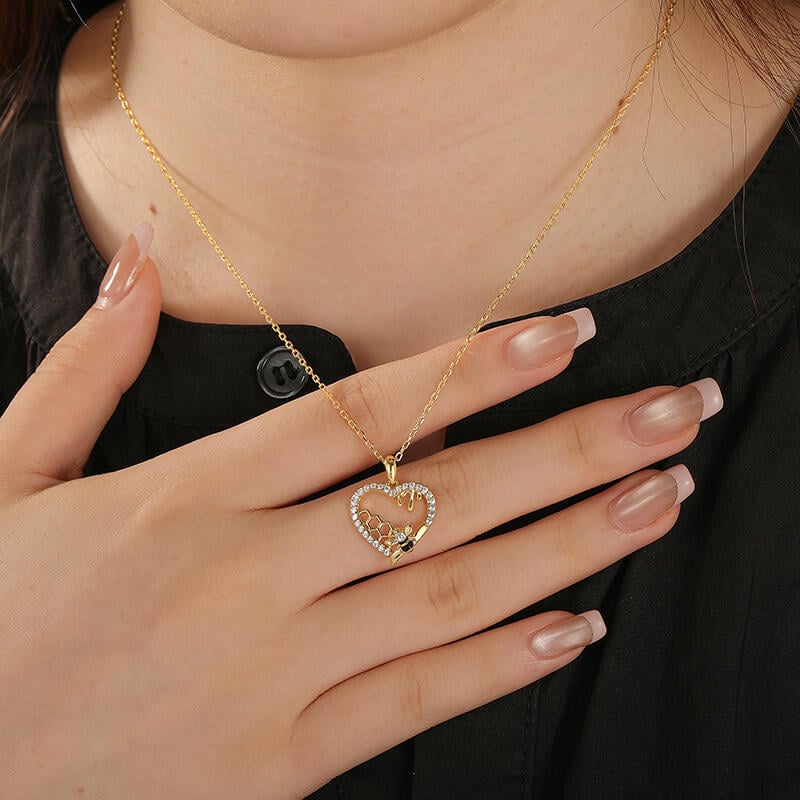 Heart Honeycomb Necklace Sterling Silver