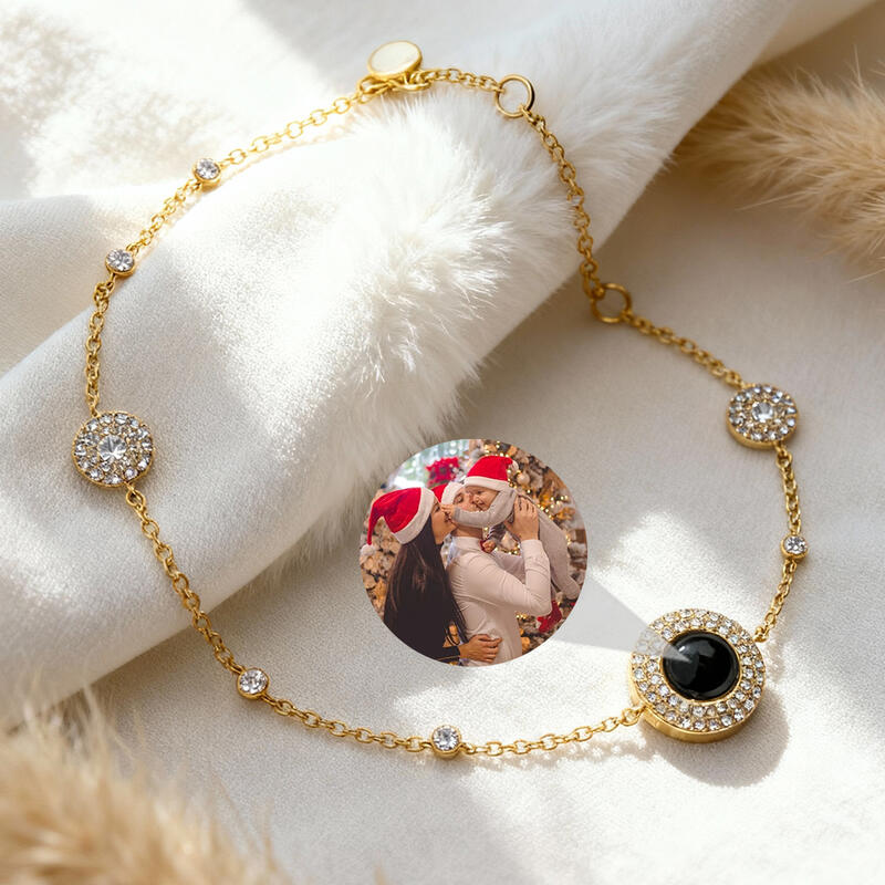 Personalized Projection Picture Bracelet with Diamonds Christmas Gift for Mother