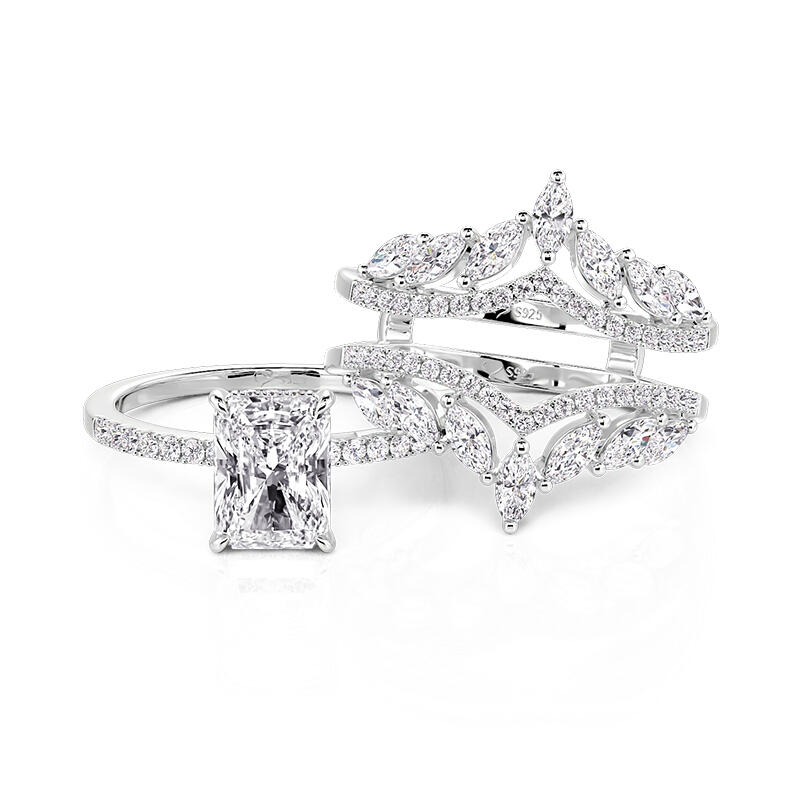 Jeulia Olivetta Symmetry Radiant Cut Enhancer Ring Set