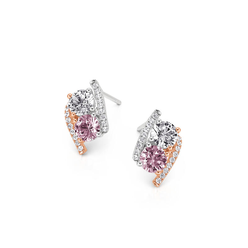 Jeulia Custom Two Tone Birthstone Stud Earrings