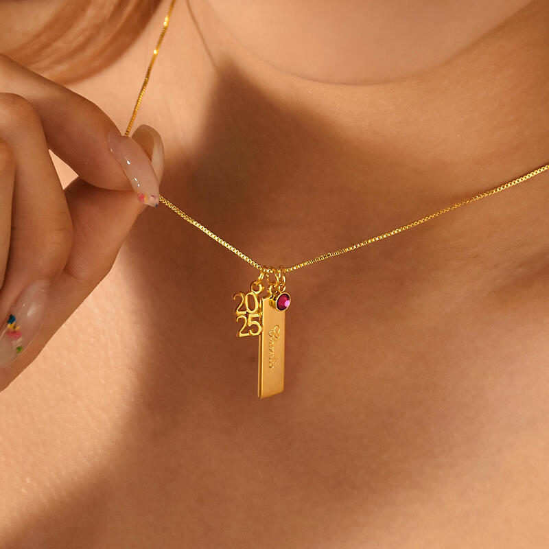 Personalisierte Geburtsstein-Halskette mit individuell gestaltbarem Namen und Datum Geburtstagsgeschenk