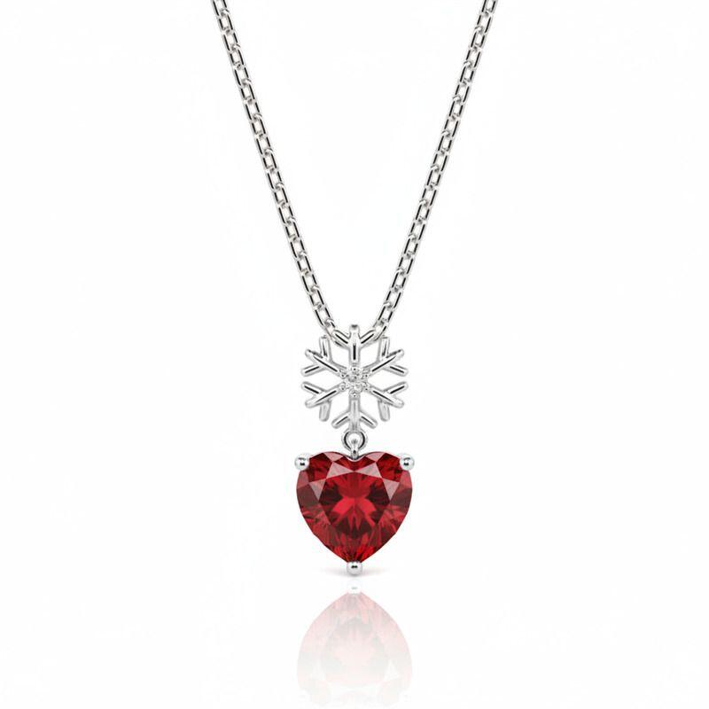 Jeulia Custom Snowflake Heart Birthstone Necklace
