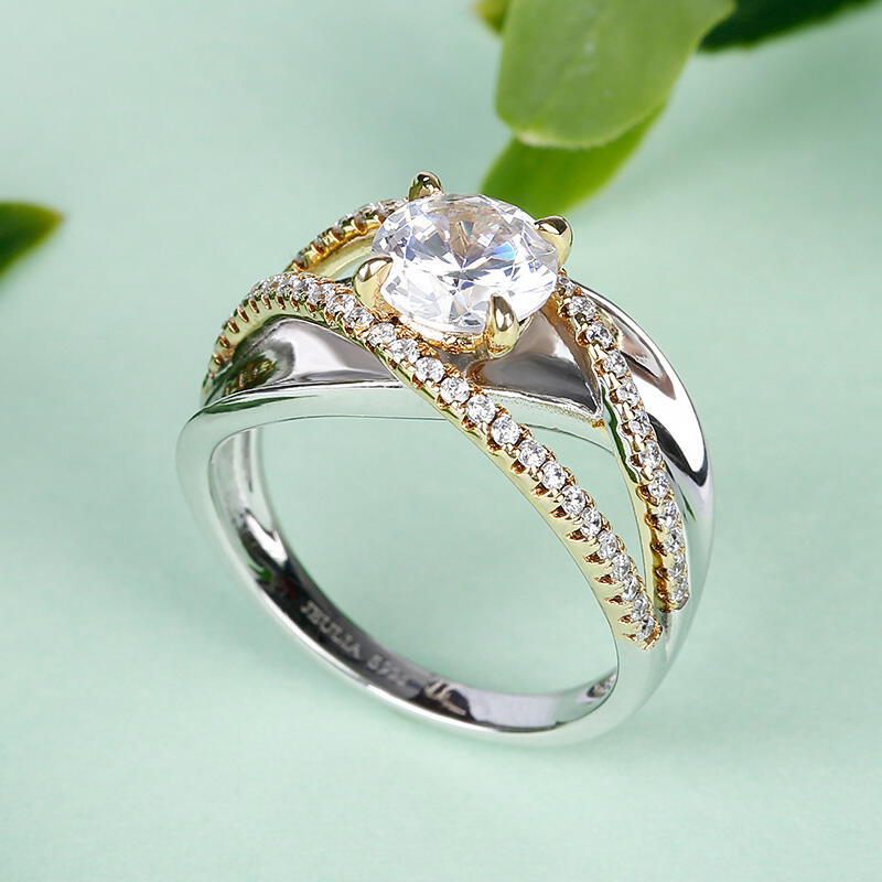 Jeulia tvådonad crossover -rundring i sterlingsilver