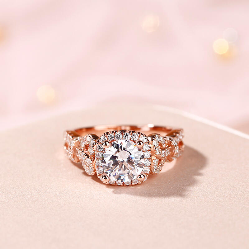 Jeulia Vintage Halo Round Cut Sterling Silver Ring