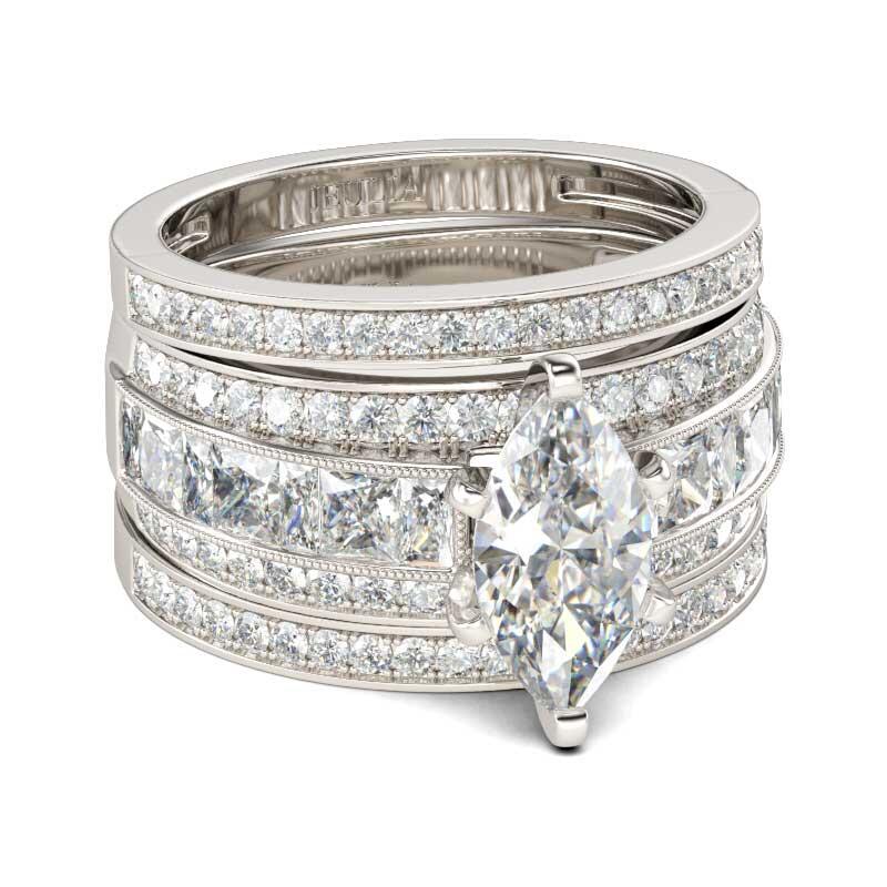 Jeulia 3PC Marquise Cut Sterling Silver Ring Set