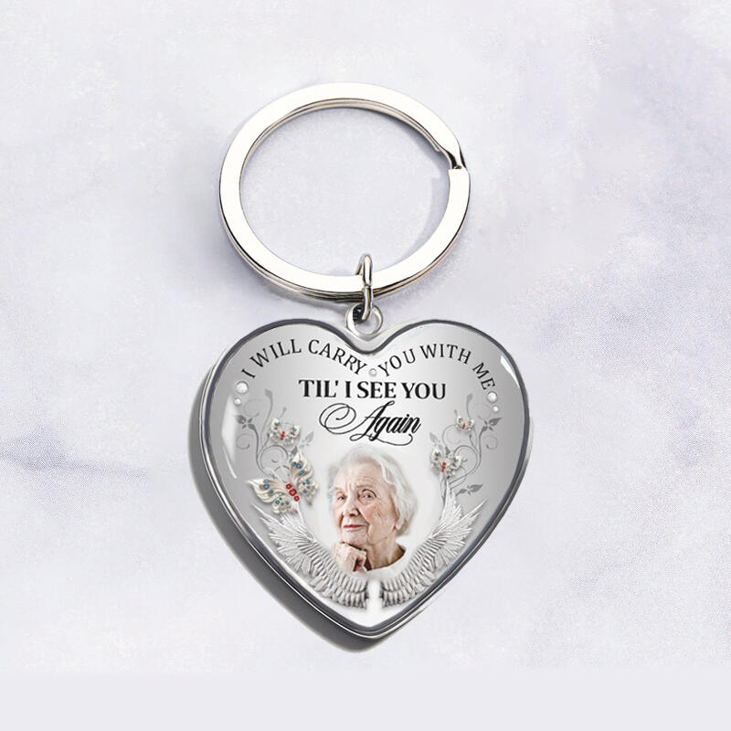 Ik zal je bij me dragen Custom Photo Memorial Sleutelhanger