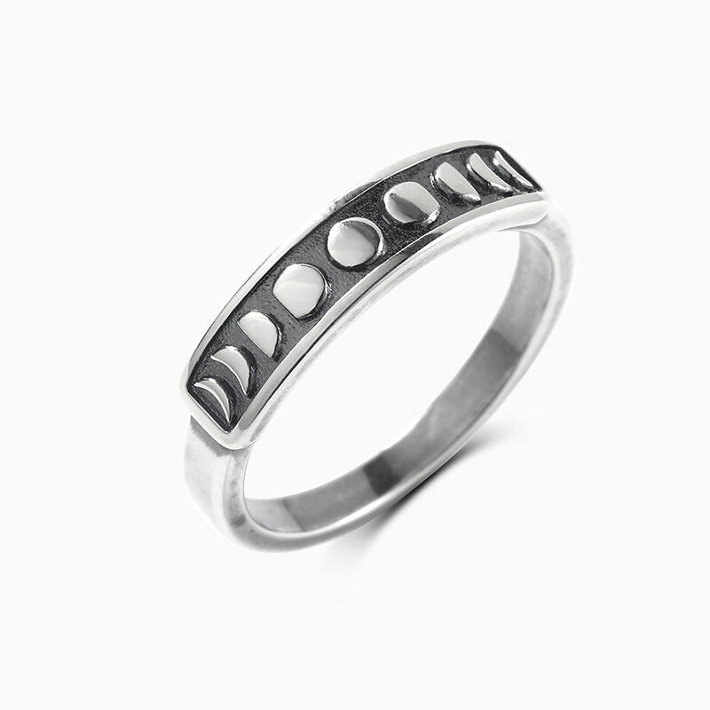 Jeulia "Moon Phase" Sterling Silver Dainty Ring