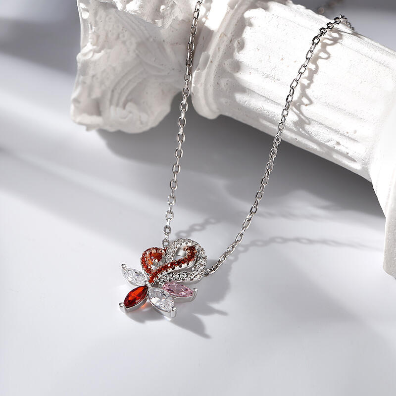 Jeulia "Soulmate" Double Heart Sterling Silver Necklace