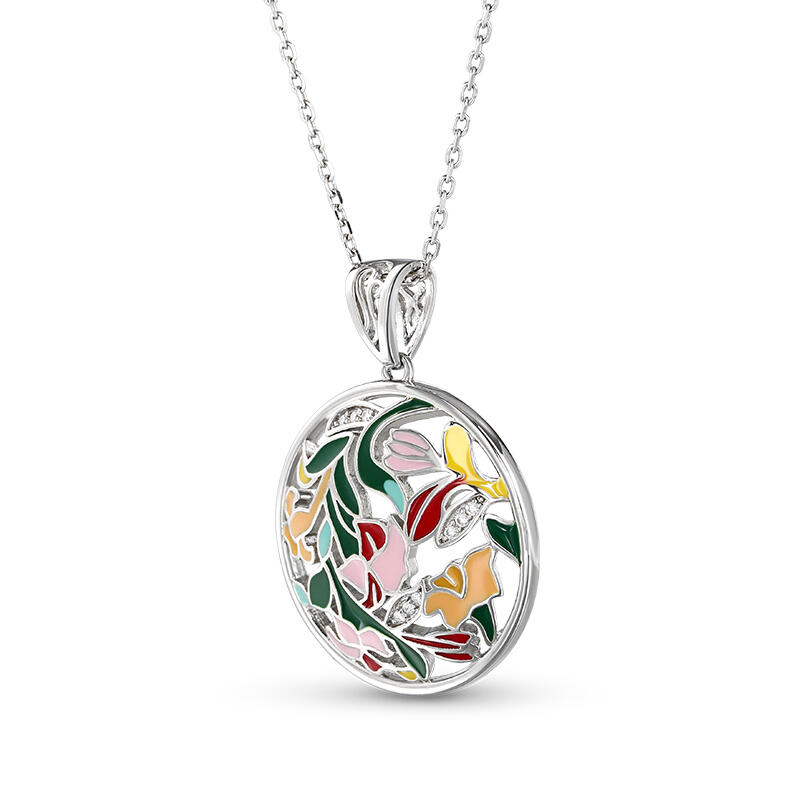 Jeulia Dreamy Garden "Daughter of the Wind" Enamel Sterling Silver Necklace