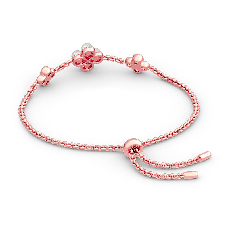 Jeulia Pulsera De Plata Esterlina Con Perlas Cultivadas De Trébol