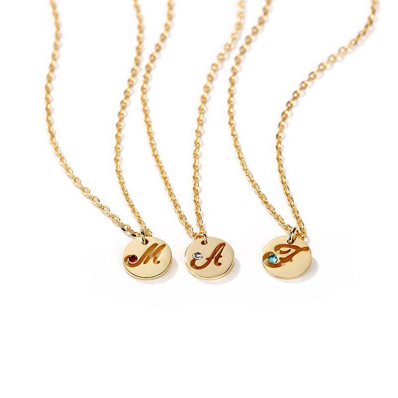 Jeulia Custom Initial Coin Pendant Necklace in Sterling Silver